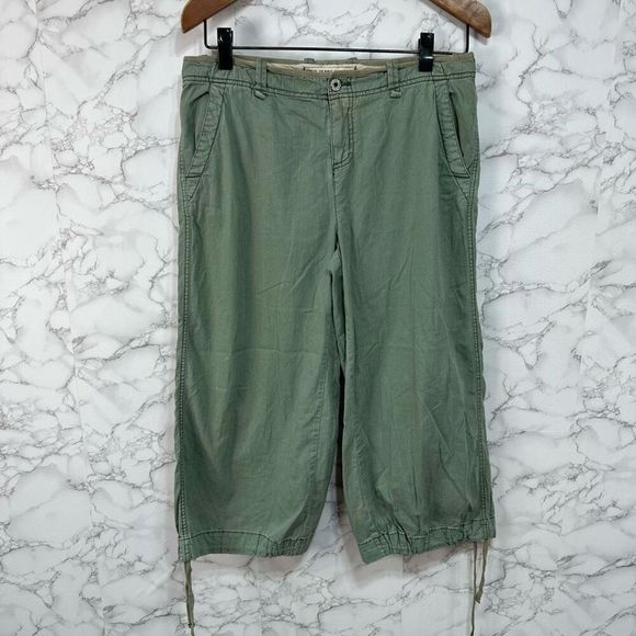 Polo Ralph Lauren Women’s Crop Wide Leg Pants sz M Green Y2K #F342 - Picture 2 of 7